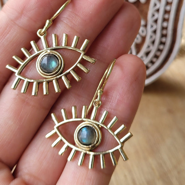 Premium Brass Earrings Hamsa/ Evil Eye – Mya Crafts Shop