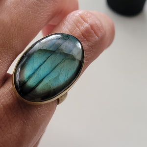 Premium Brass Statement Ring Labradorite LABR05